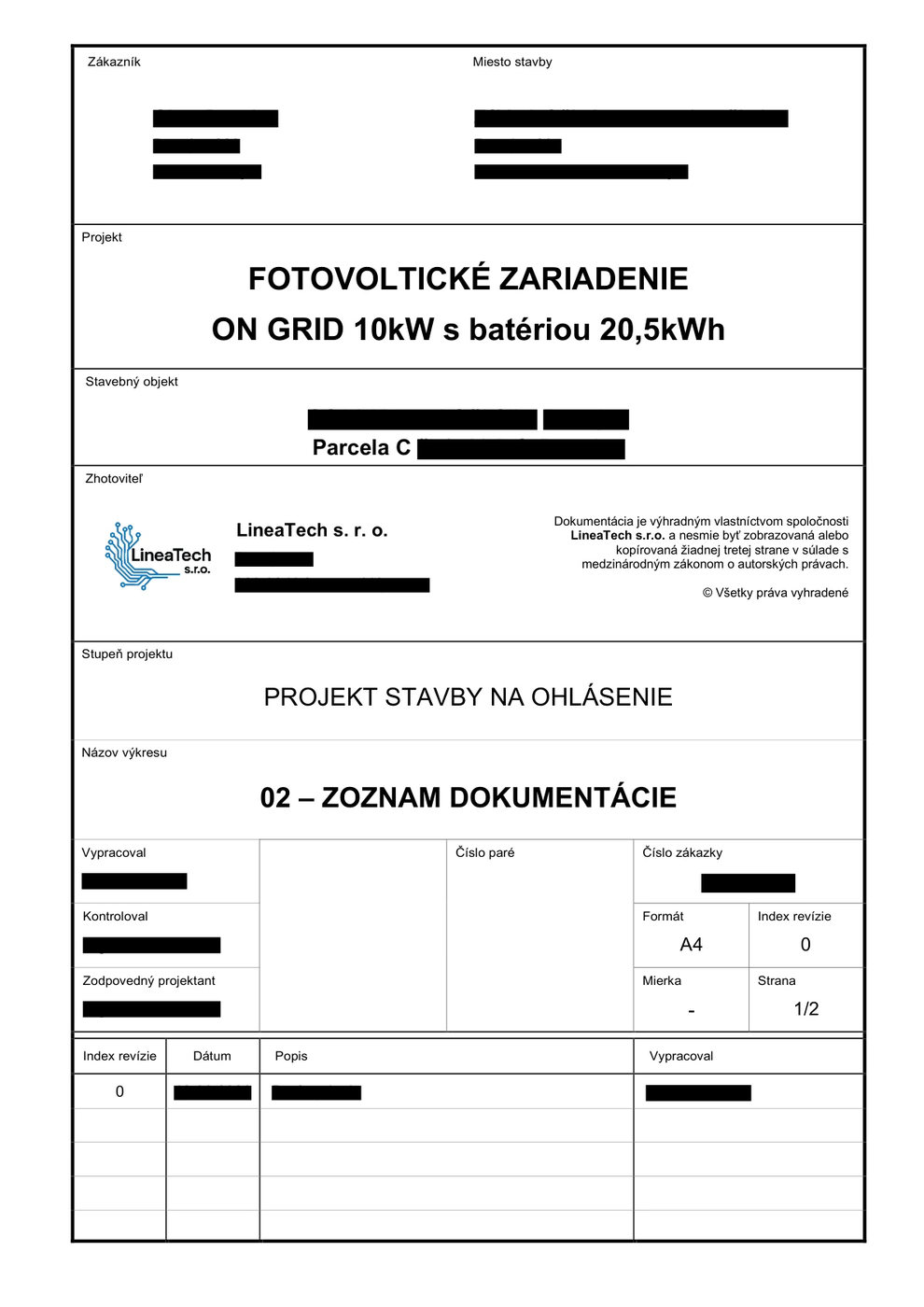 Zoznam dokumentácie